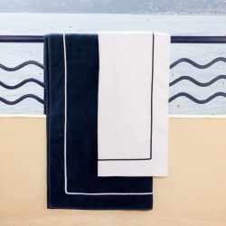 Drap de plage Croisière Blanc Marine par Yves Delorme