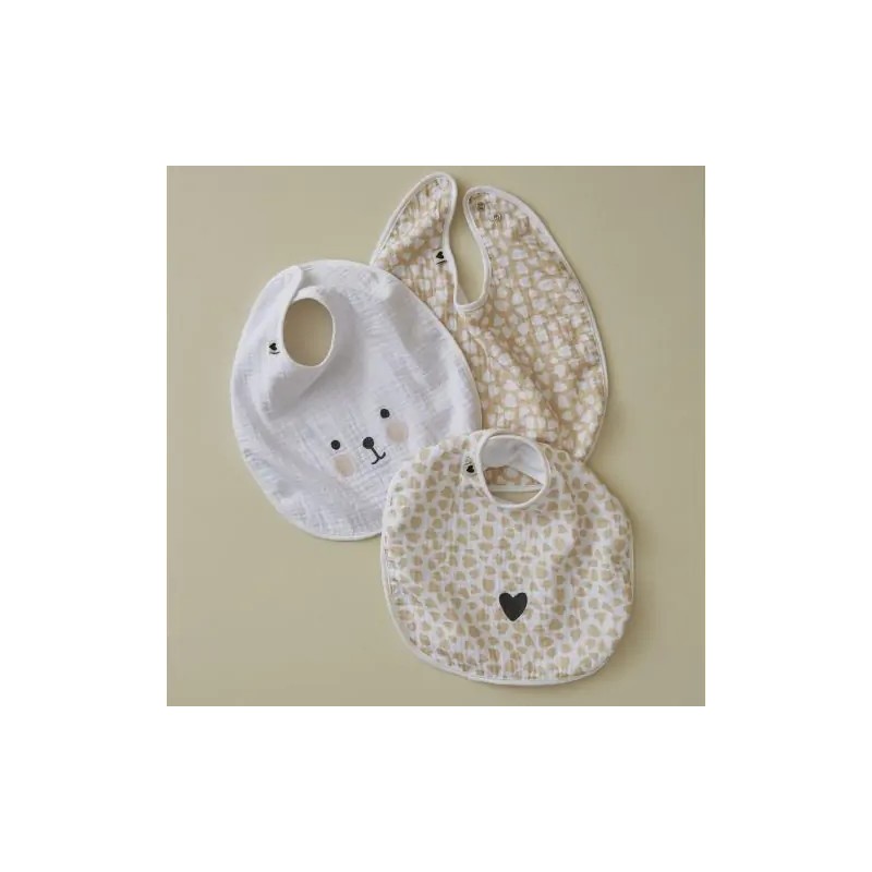 Lot de 3 bavoirs Petit coeur par Sylvie Thiriez