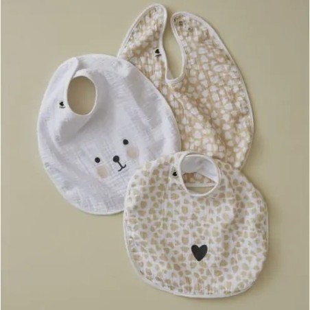 Lot de 3 bavoirs Petit coeur par Sylvie Thiriez