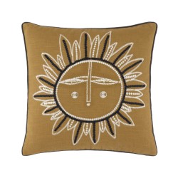 Housse de coussin Zeus ocre par Olivier Desforges