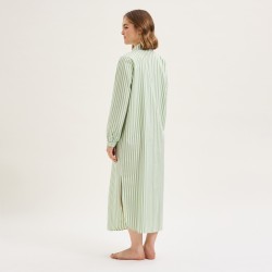 Chemise de nuit longue essentiel rayé jade par Laurence Tavernier