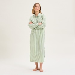 Chemise de nuit longue essentiel rayé jade par Laurence Tavernier