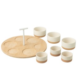 Service à apéro rond naturel et blanc