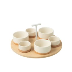 Service à apéro rond naturel et blanc