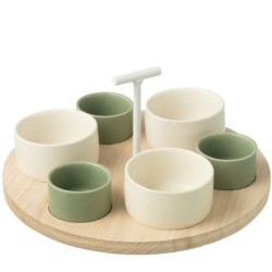 Service à apéro rond blanc et vert