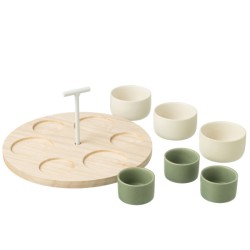 Service à apéro rond blanc et vert