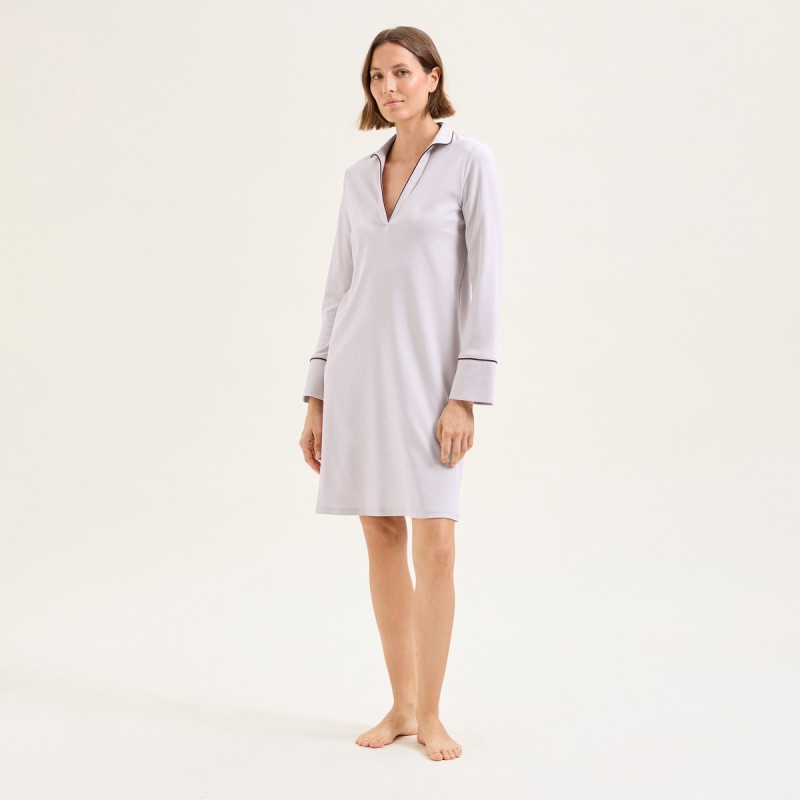 Chemise de nuit courte Paola greige par Laurence Tavernier