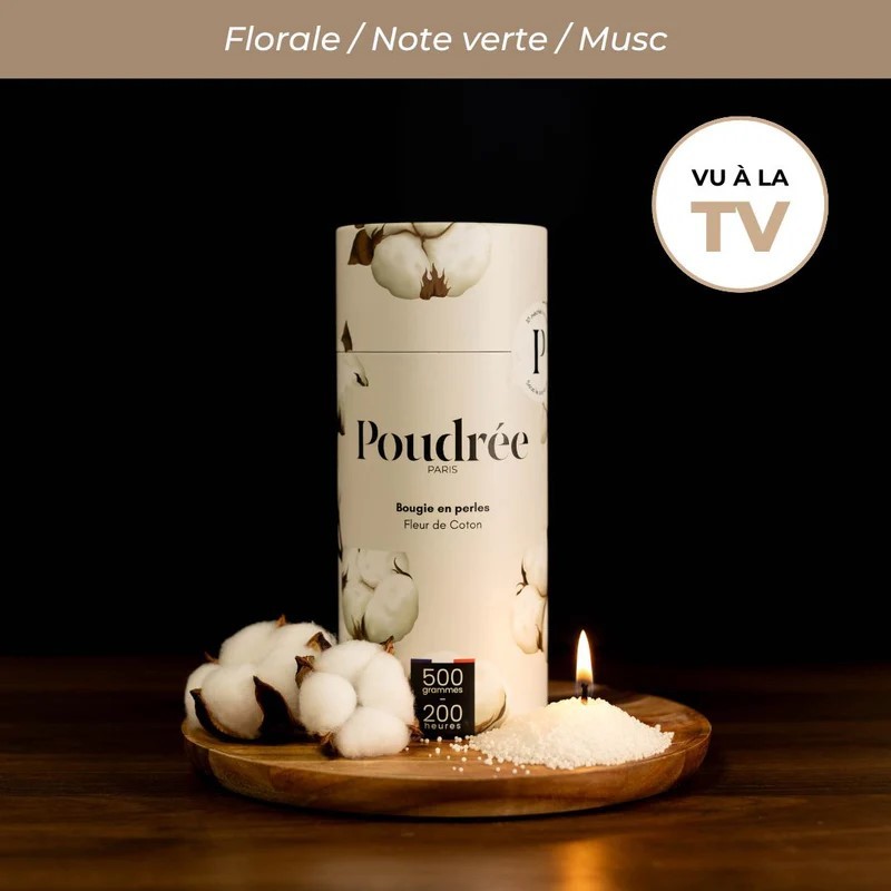 Perle de cire Poudrée fleur de coton par Poudrée Paris