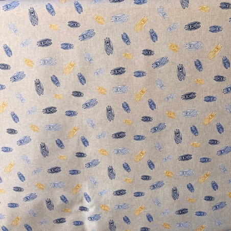 Tissu Enduit Cigaloun bleu en 160 cm